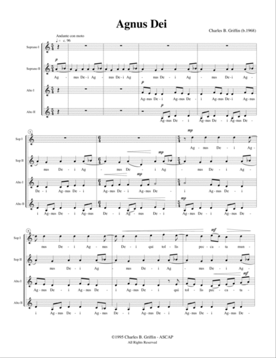 3 Meditations - Agnus Dei; Beautus Vir; Jubilate Deo - SSAA SSAA scores gallery preview page 2