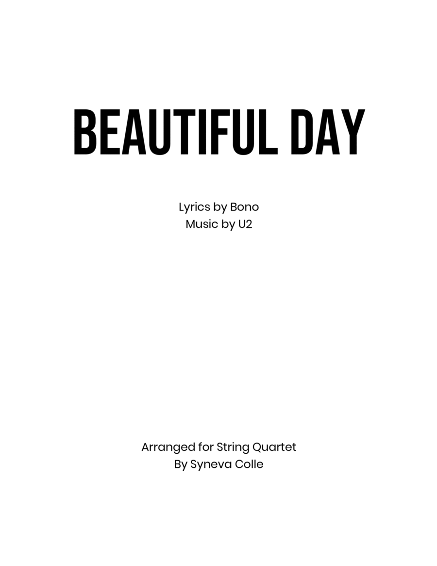Beautiful Day Beautiful Day String Quartet scores gallery preview page 1