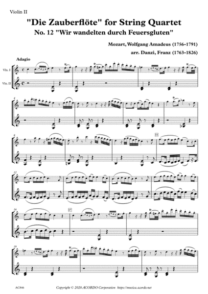 "Die Zauberflöte" for String Quartet, No.12, "Wir wandelten durch Feuersgluten" image number null