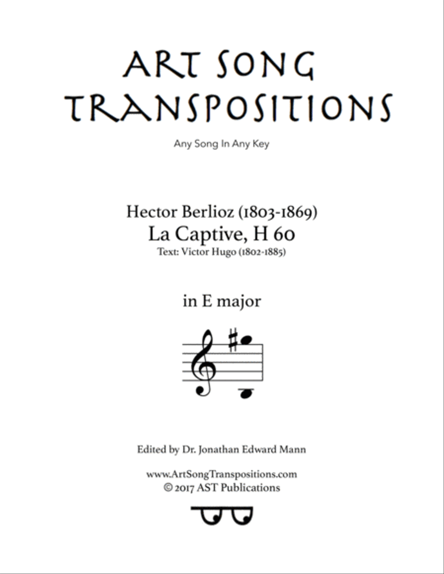 BERLIOZ: La captive (transposed to E major) Voice scores gallery preview page 1