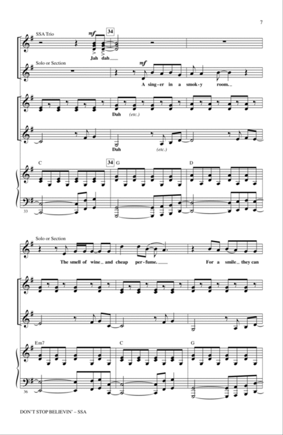 Don't Stop Believin' SSA scores gallery preview page 6