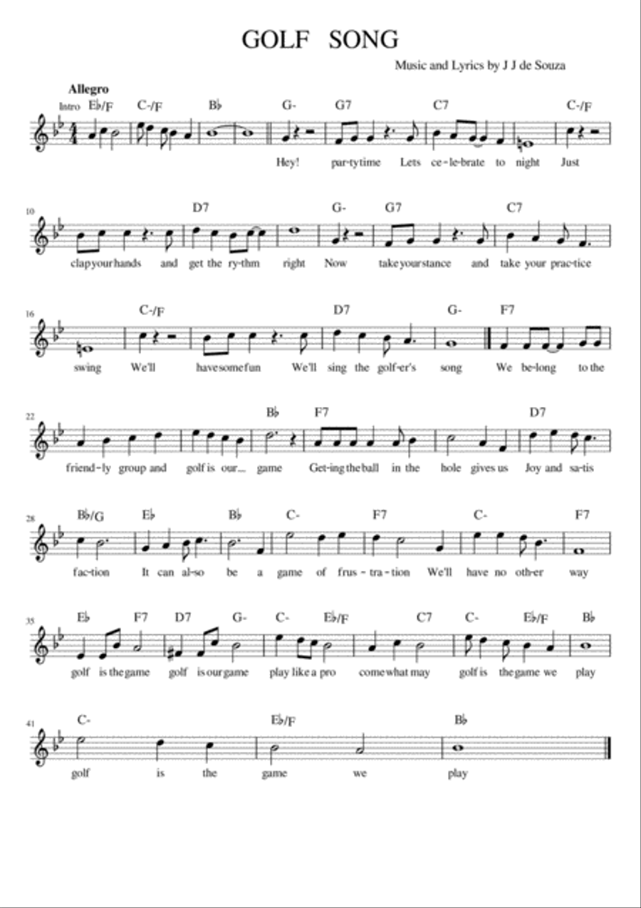 GOLF SONG GOLF SONG Small Ensemble scores gallery preview page 1