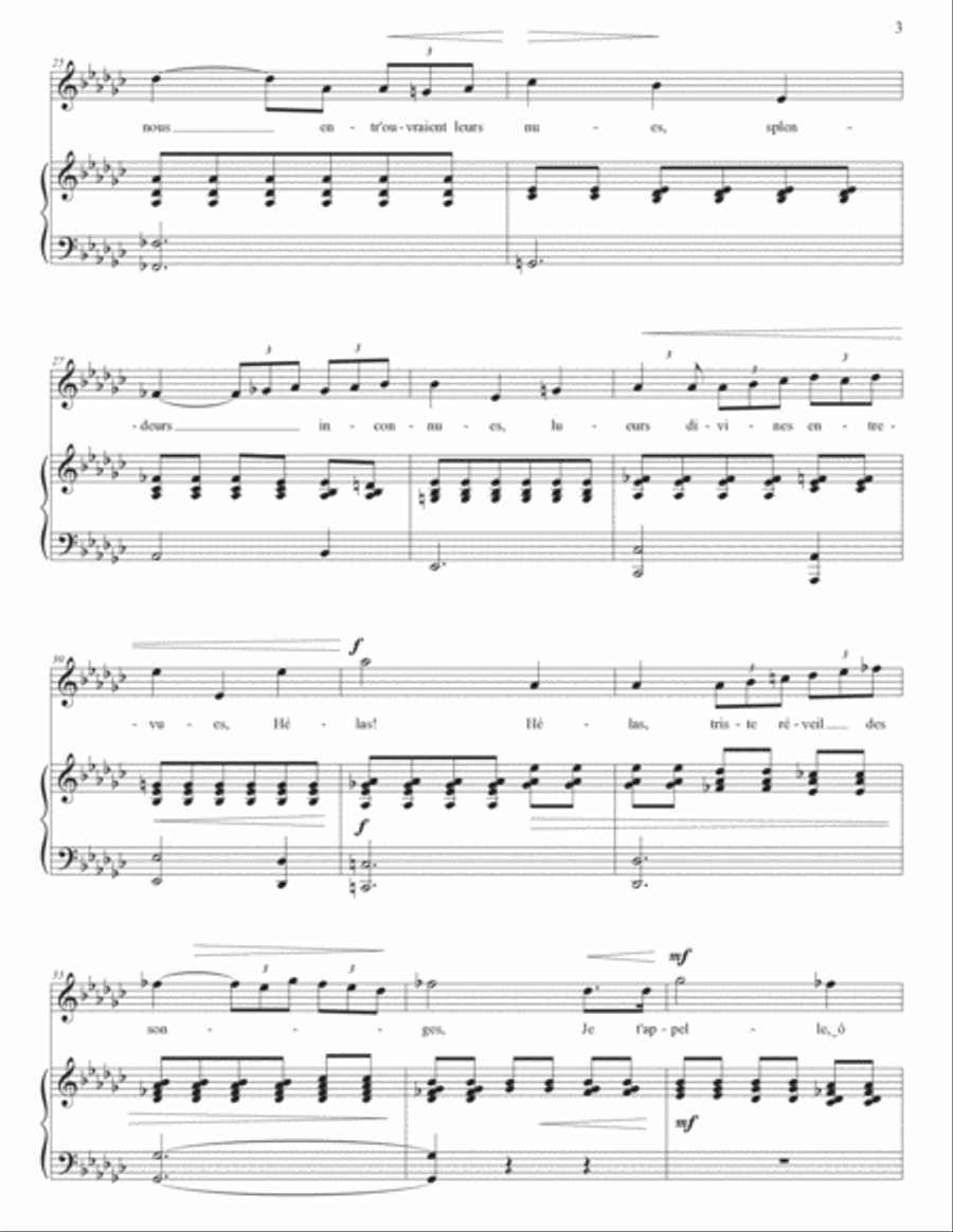 FAURÉ: Après un rêve, Op. 7 no. 1 (transposed to E-flat minor, D minor, and C-sharp minor) Voice scores gallery preview page 4