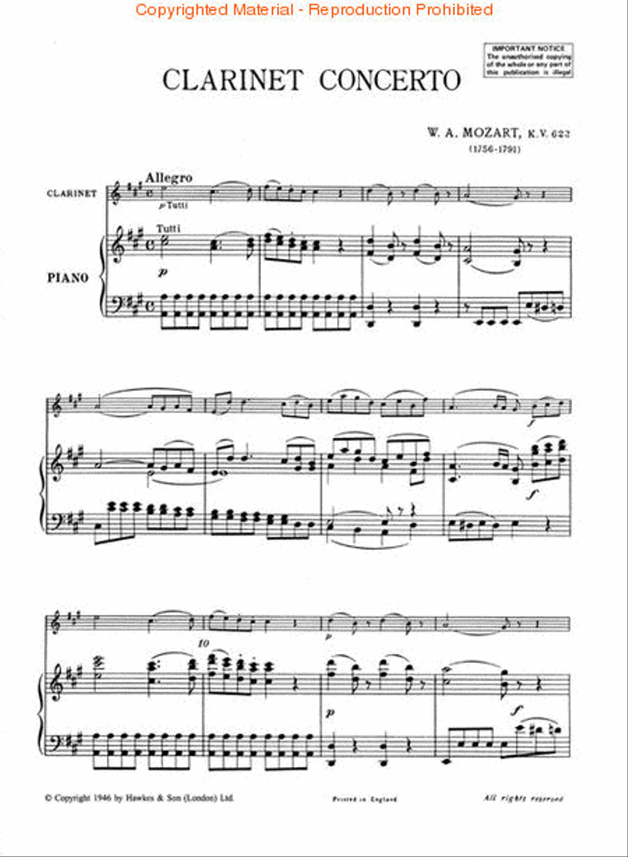 Concerto for Clarinet and Orchestra, KV 622 Orchestra scores gallery preview page 2