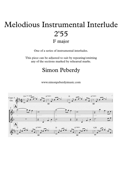 Instrumental Interlude 2'55 for 2 flutes, guitar and/or piano by Simon Peberdy image number null