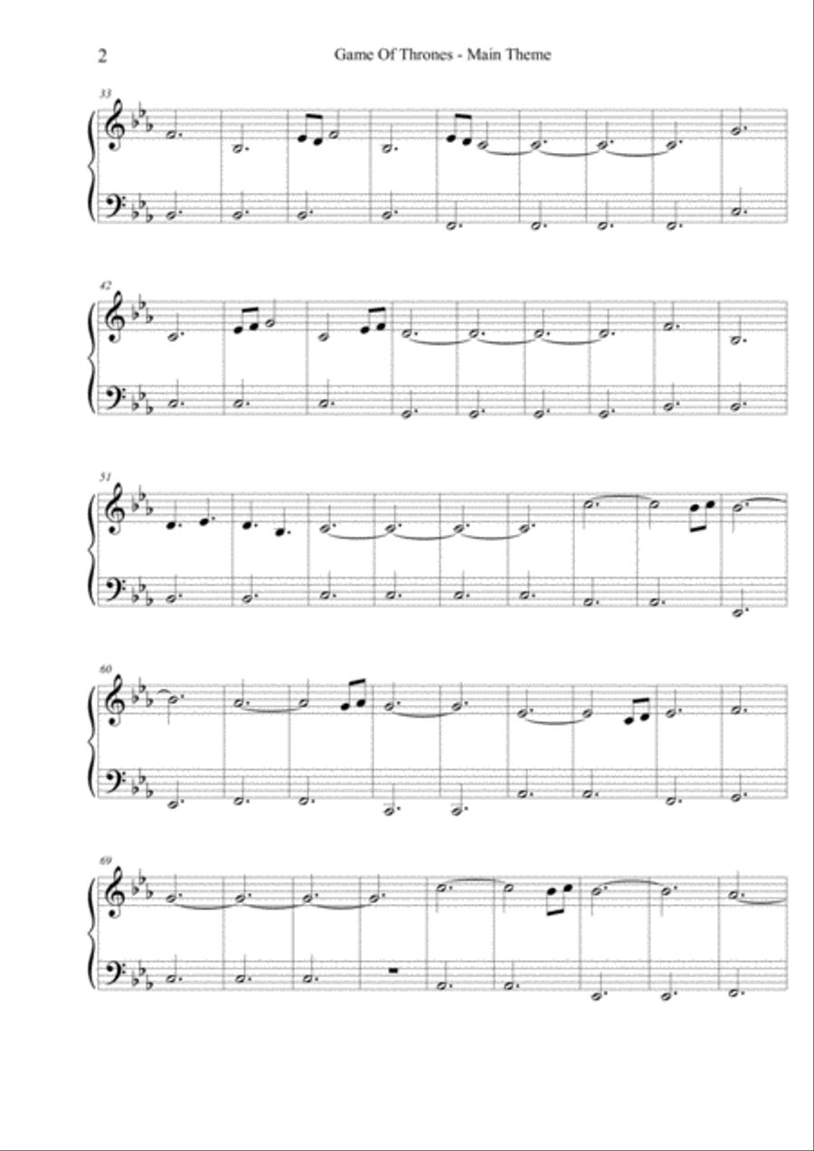 Game Of Thrones Easy Piano scores gallery preview page 2