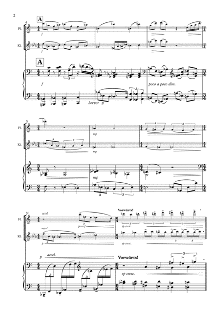 Stilbrüche, Trio for Flute with Piccoloflute, Clarinet in A and Piano Small Ensemble scores gallery preview page 3