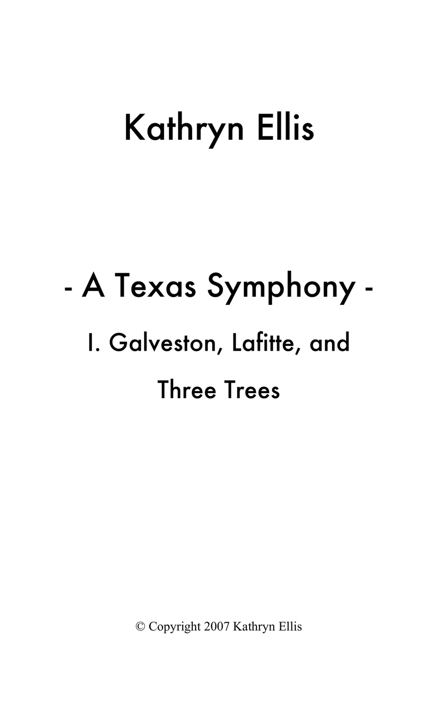 Texas Symphony, Movement I. Galveston, A Pirate Story Concert Band scores gallery preview page 1