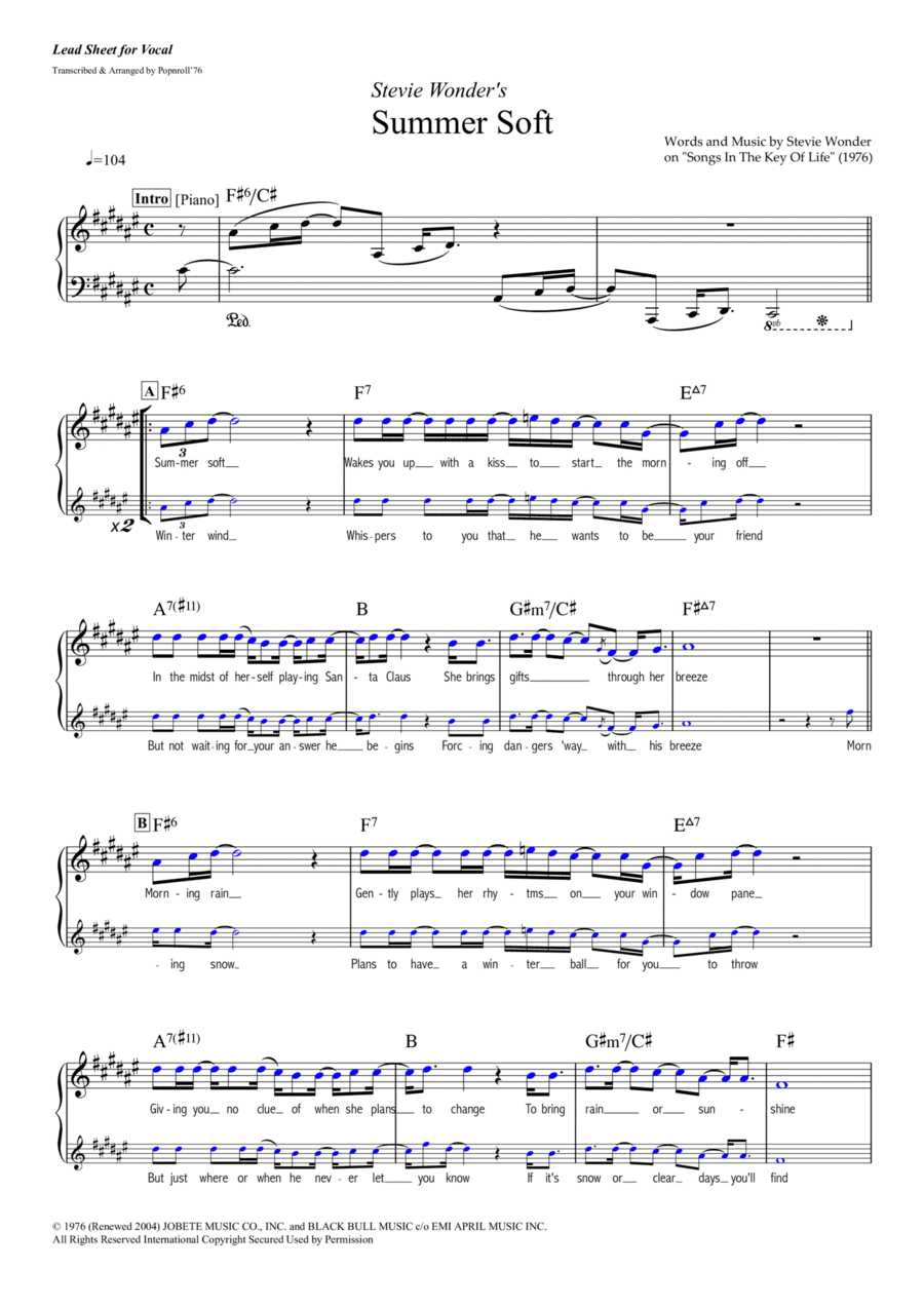 Summer Soft Piano scores gallery preview page 1