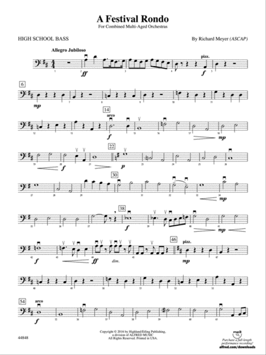 A Festival Rondo: High School Bass String Orchestra scores gallery preview page 1