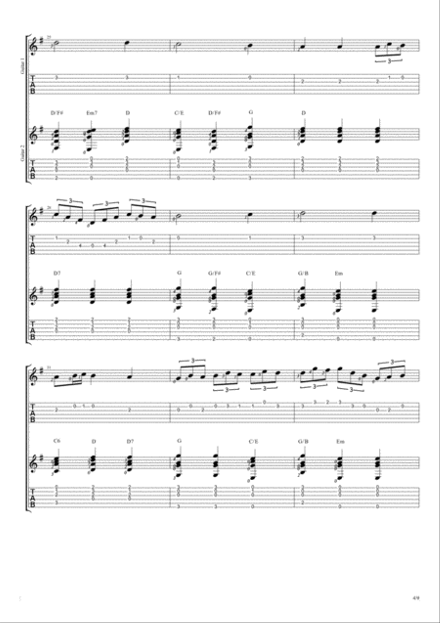 Jesu, Joy Of Man's Desiring (Duet Guitar Tablature) Classical Guitar scores gallery preview page 4