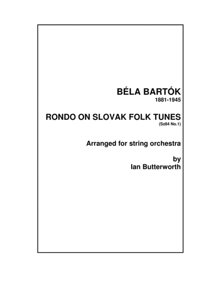 BARTOK Rondo on Slovak Folk Tunes for string orchestra image number null