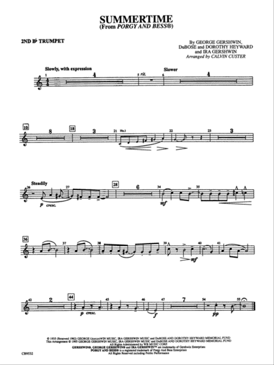 Book cover for Summertime: 2nd B-flat Trumpet