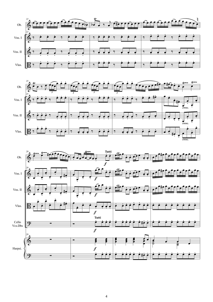 Vivaldi - Oboe Concerto in C major RV 451 for Oboe, Strings and Harpsichord Chamber Orchestra scores gallery preview page 4