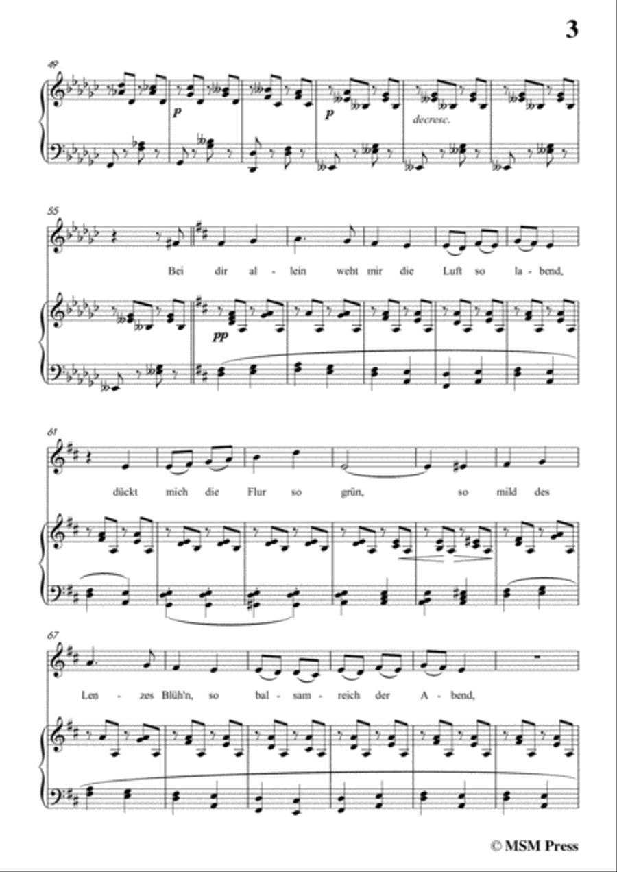 Schubert-Bei dir,in G flat Major,Op.95,No.2,for Voice and Piano Voice Solo scores gallery preview page 5