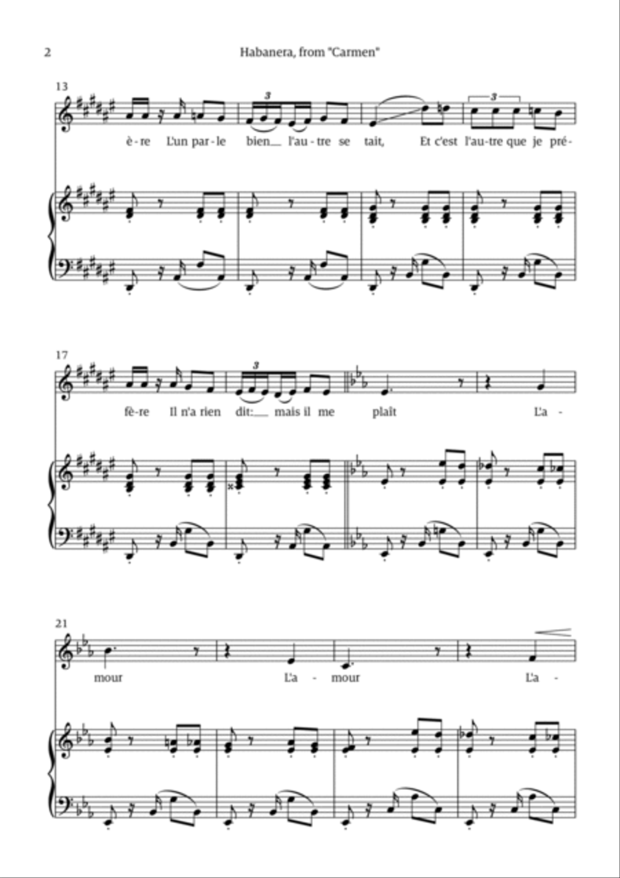 Habanera (for alto - D# minor/ Eb major) Chamber Music scores gallery preview page 2