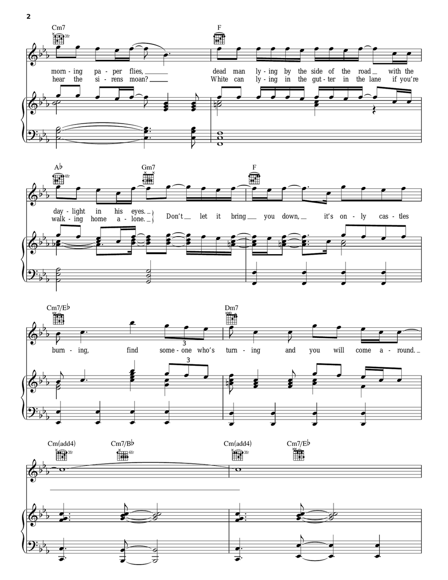 Don't Let It Bring You Down Piano, Vocal, Guitar scores gallery preview page 2