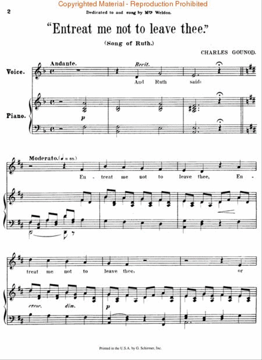 Entreat Me Not to Leave Thee (Song of Ruth) Voice scores gallery preview page 2