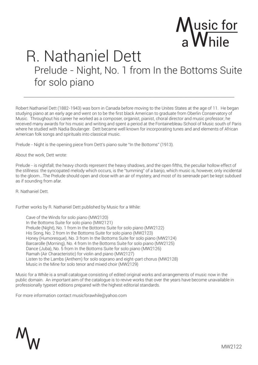 R. Nathaniel Dett - Prelude Night for solo piano