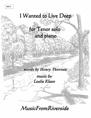 I Wanted To Live Deep for Tenor Solo and Piano