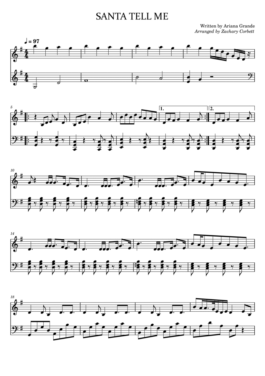 Santa Tell Me Piano Solo scores gallery preview page 1
