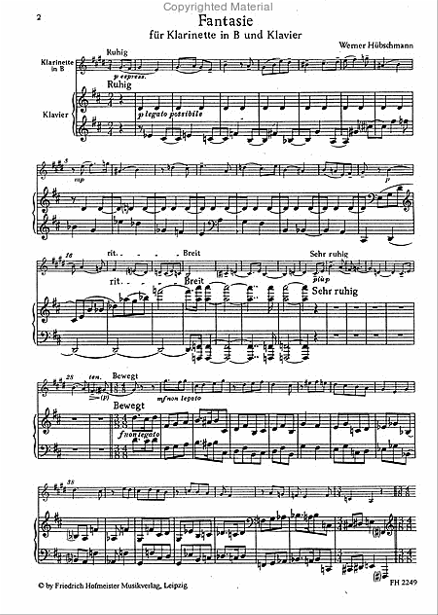 Fantasie Clarinet Solo scores gallery preview page 2