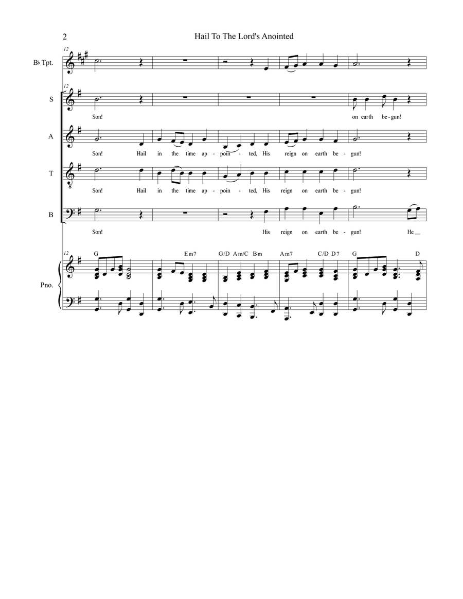 Hail To The Lord's Anointed (SATB) 4-Part scores gallery preview page 2