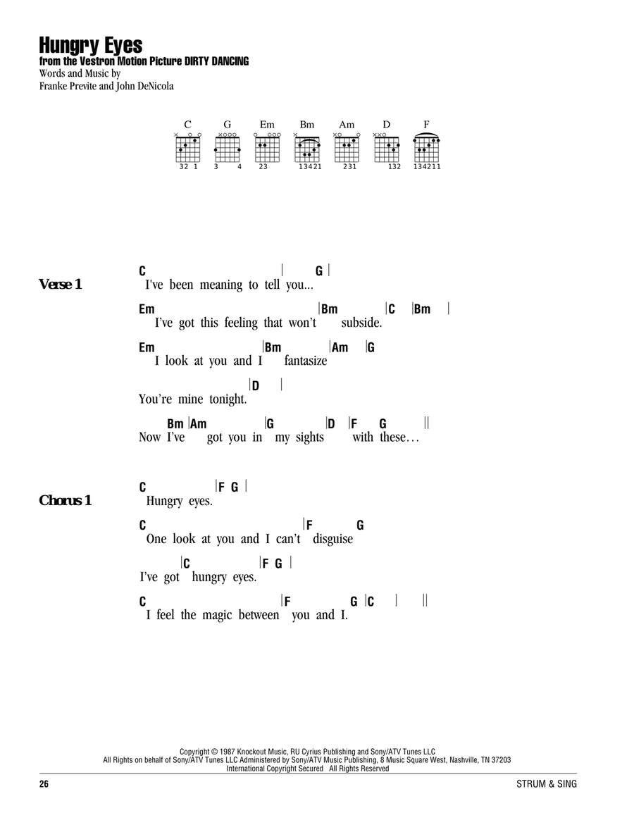 Hungry Eyes (from Dirty Dancing) Acoustic Guitar scores gallery preview page 1