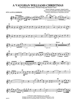 Book cover for A Vaughan Williams Christmas: E-flat Alto Saxophone