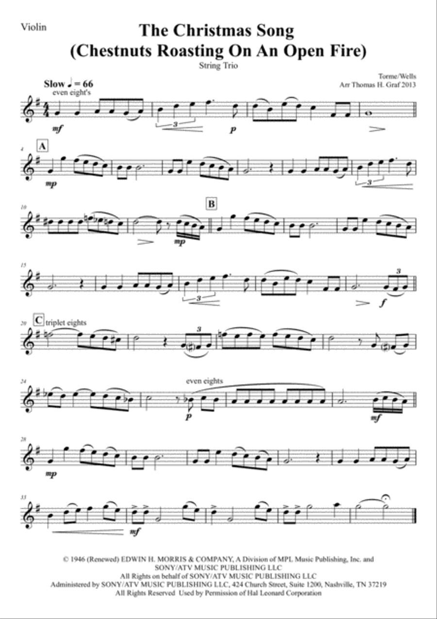 The Christmas Song (Chestnuts Roasting On An Open Fire) String Trio scores gallery preview page 4