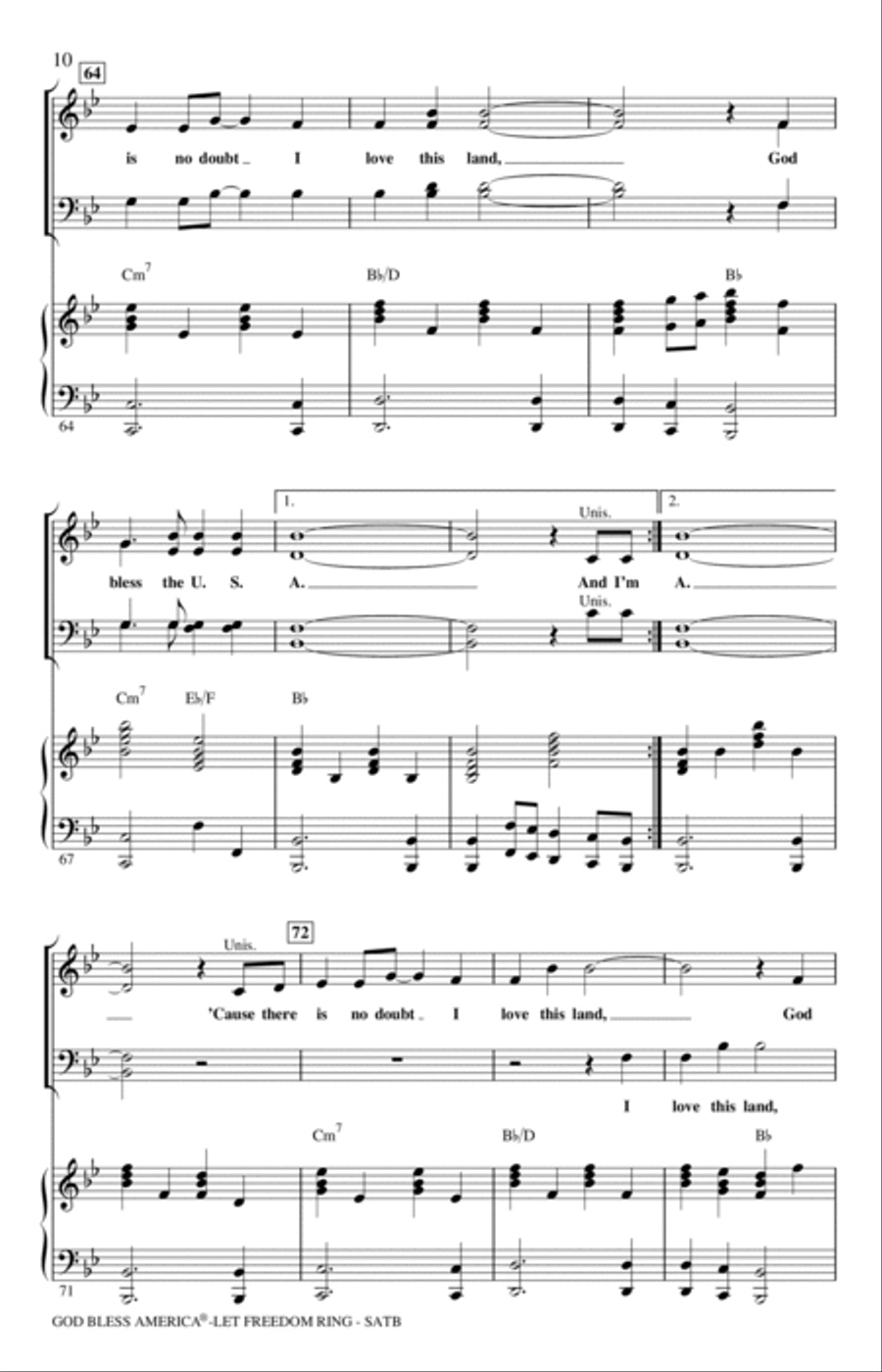 God Bless America (Let Freedom Ring) (Medley) 4-Part scores gallery preview page 9