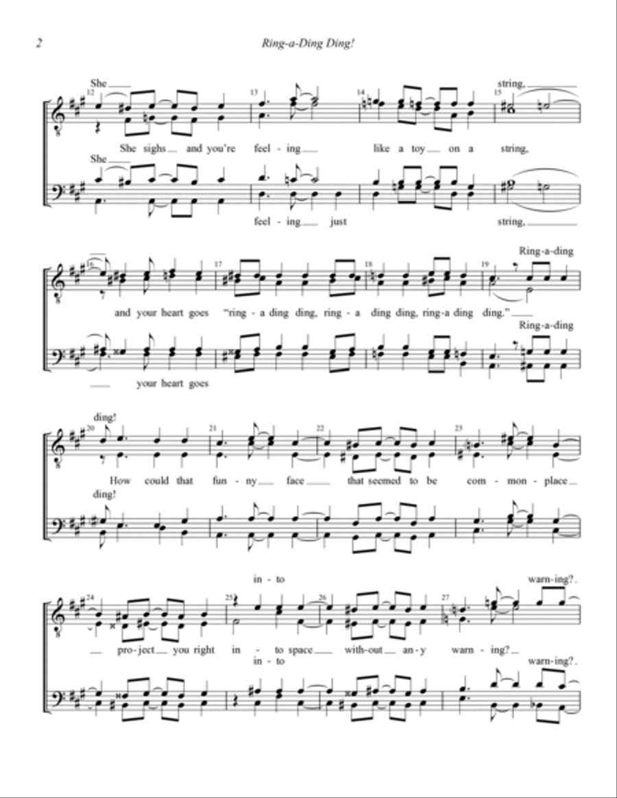Ring-a-Ding Ding (arr. Anthony Bartholomew) TTBB scores gallery preview page 2