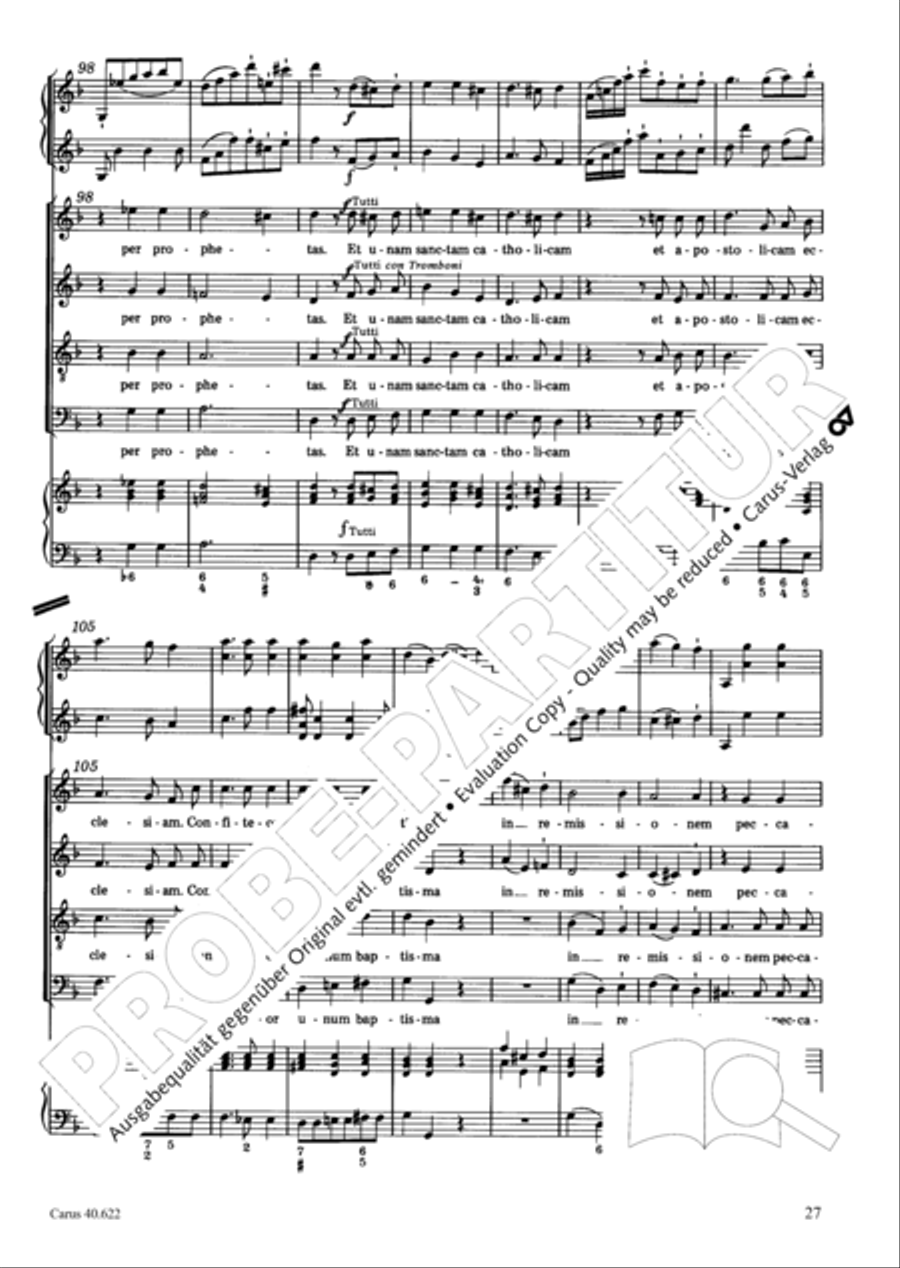 Missa brevis in D minor 4-Part scores gallery preview page 28