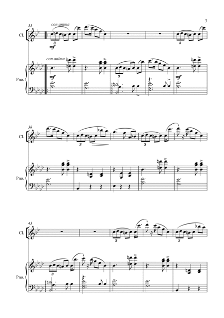 Chopin Waltz Op.69 No.1 (For Clarinet in Bb and Piano) B-Flat Clarinet scores gallery preview page 3