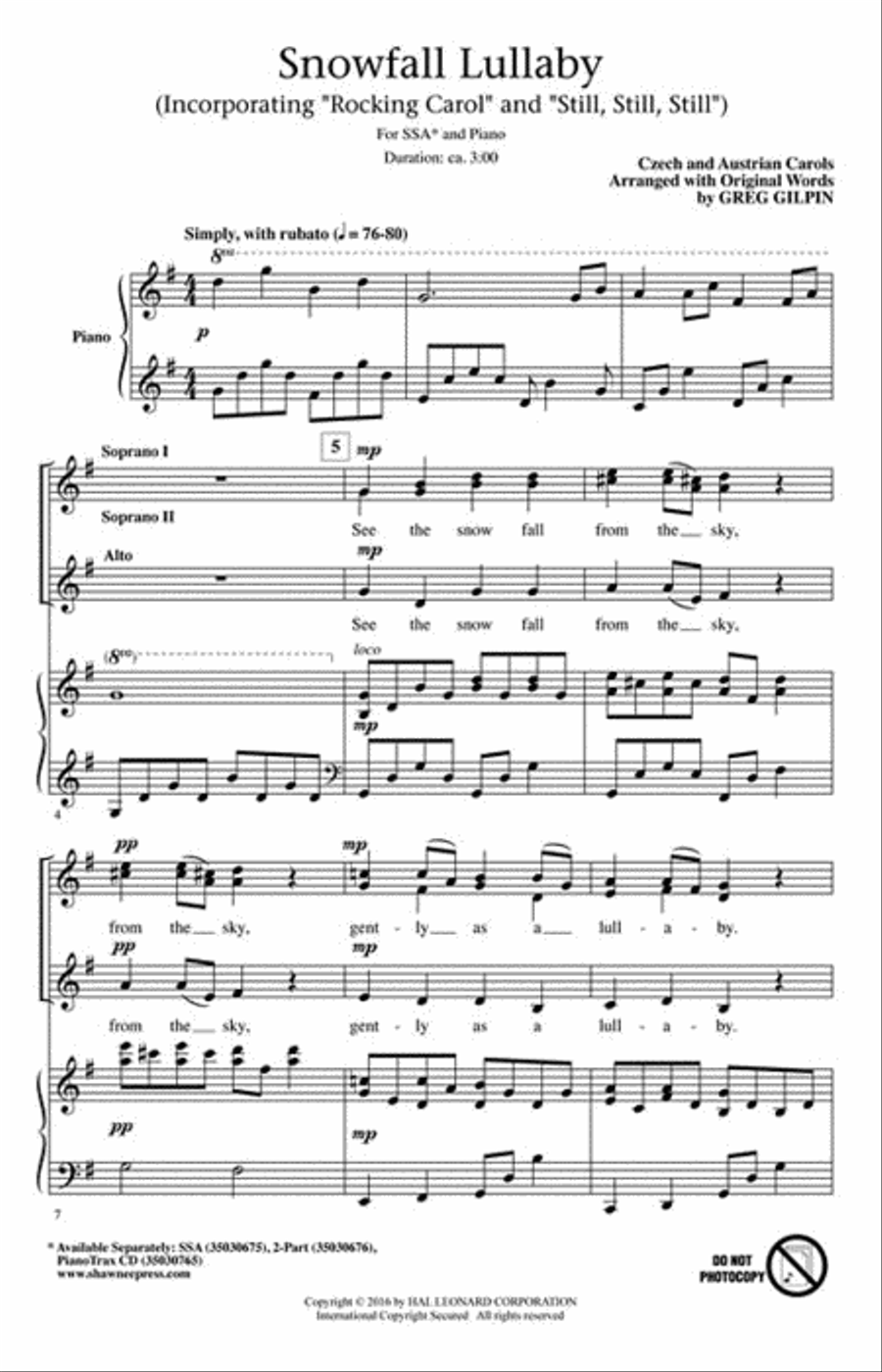 Snowfall Lullaby SSA scores gallery preview page 2
