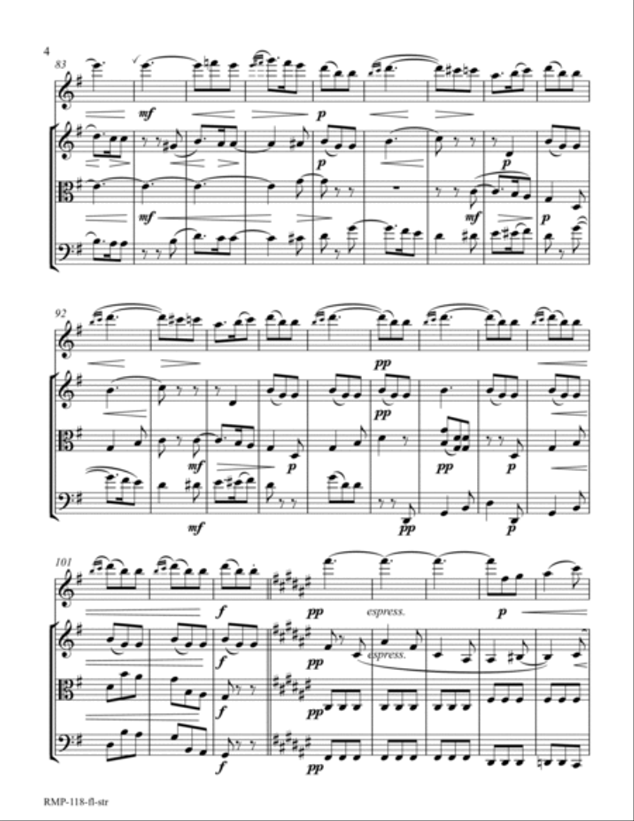 Wolf - Italian Serenade (for flute with strings (Vn., Vl., Vc.)) Small Ensemble scores gallery preview page 4