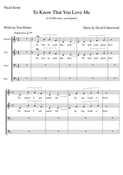 To Know That You Love Me for SATB voices by David Catherwood image number null