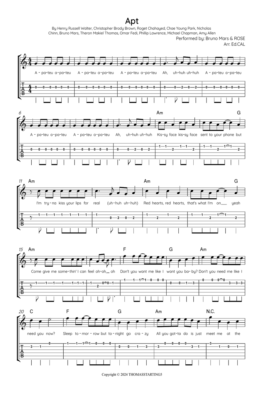 Apt. Acoustic Guitar scores gallery preview page 1