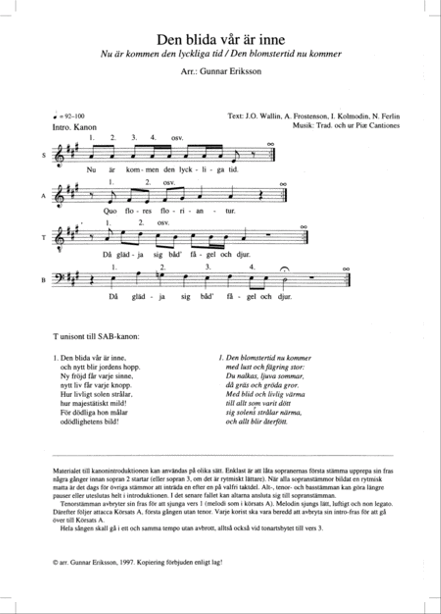 Den blida vår är inne 4-Part scores gallery preview page 2