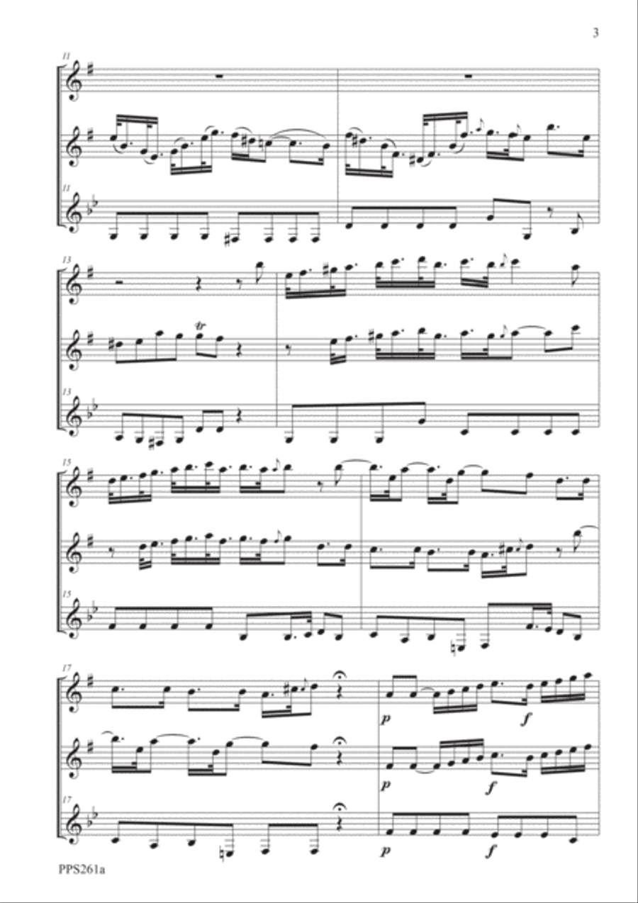 LOCATELLI TRIO SONATA IN E MINOR OPUS 5 No. 5 for flute, oboe & clarinet Woodwind Trio scores gallery preview page 3