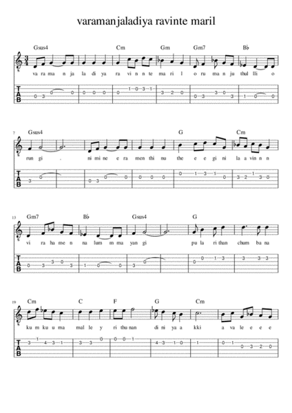 48 malayalam songs sheetmusic with tabs,chords and lyrics
