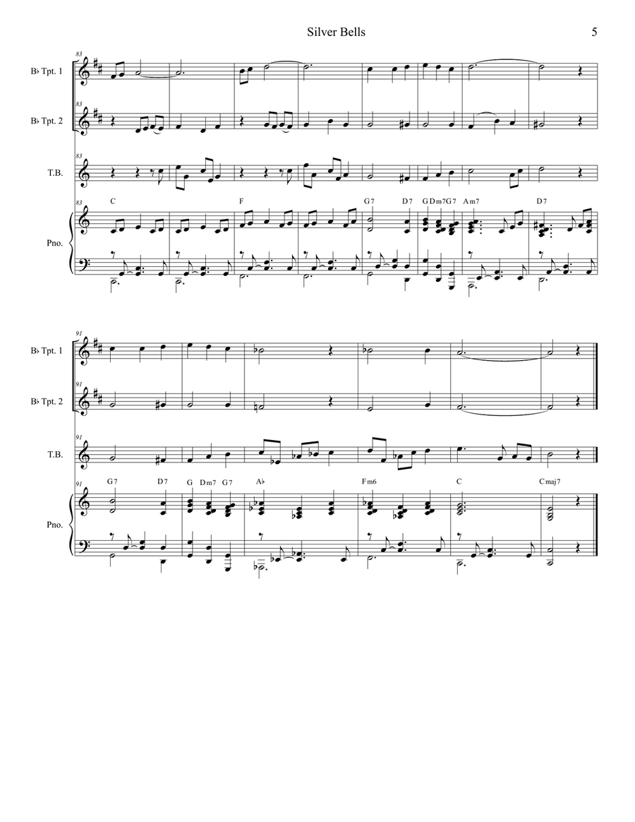 Silver Bells Trumpet Duet scores gallery preview page 5