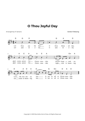 O Thou Joyful Day (Key of D Major)