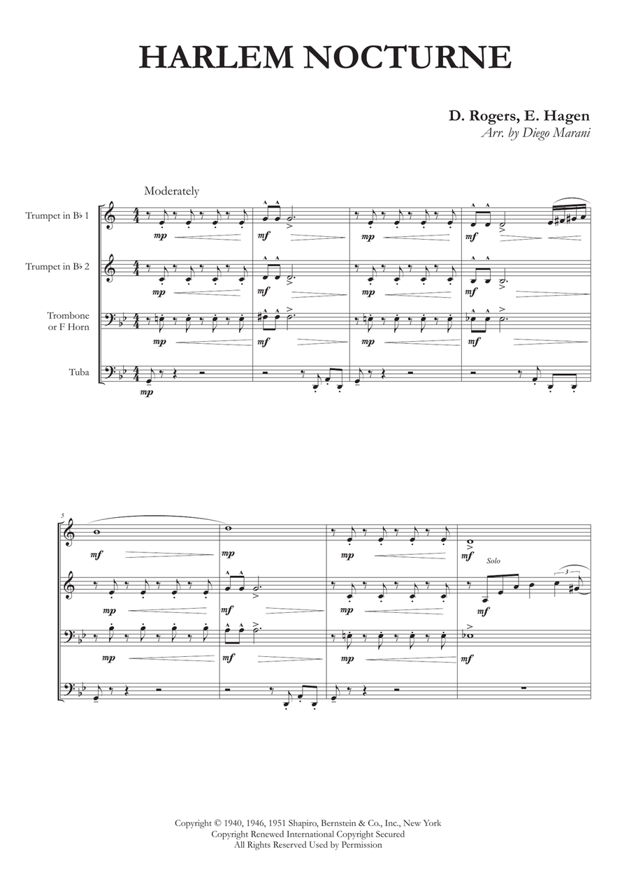 Harlem Nocturne Brass Ensemble scores gallery preview page 2