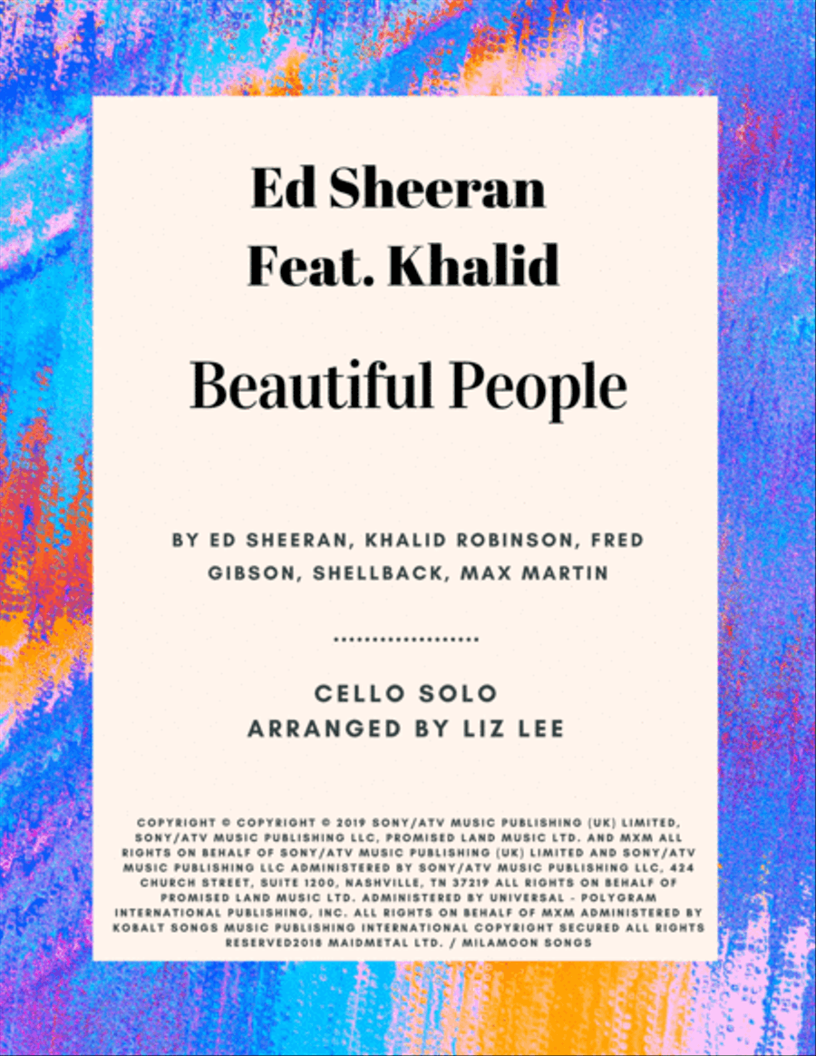 Beautiful People Cello Solo scores gallery preview page 1