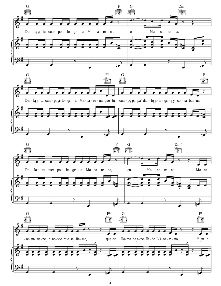 Macarena Macarena Acoustic Guitar scores gallery preview page 2