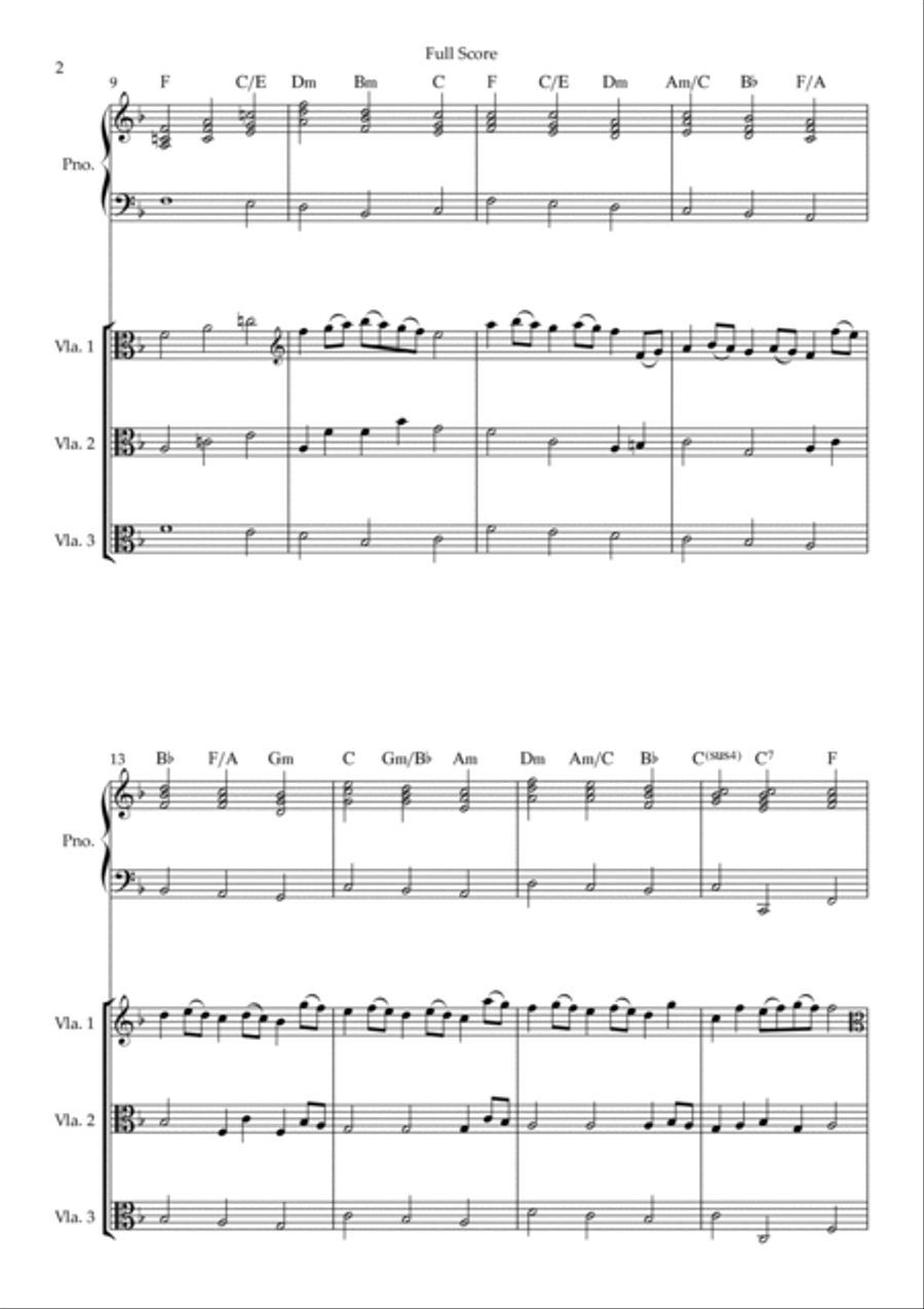 Rondeau (from Abdelazer) for Viola Trio and Piano Accompaniment with Chords Piano Quartet scores gallery preview page 2