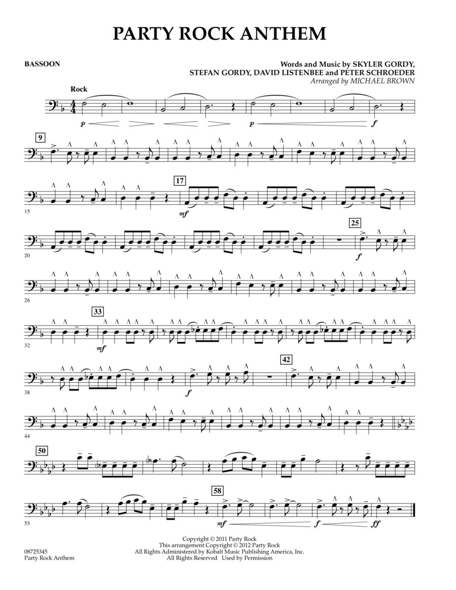 Party Rock Anthem - Bassoon Concert Band scores gallery preview page 1