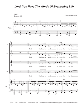 Lord, You Have The Words Of Everlasting Life (Choir/Vocal Score) (SATB Divisi)