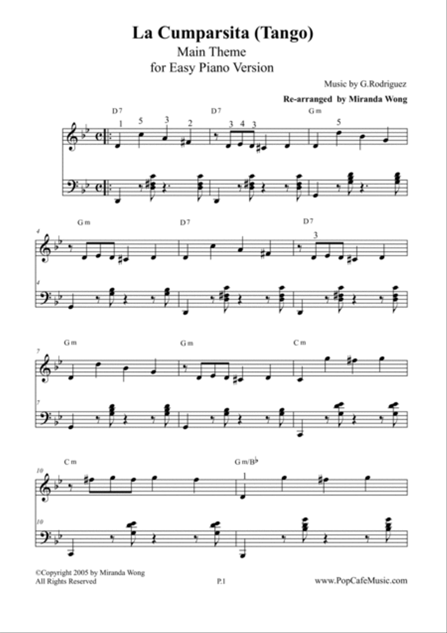 La Cumparsita (Famous Tango) - Lovely Piano Version 4-Part scores gallery preview page 2